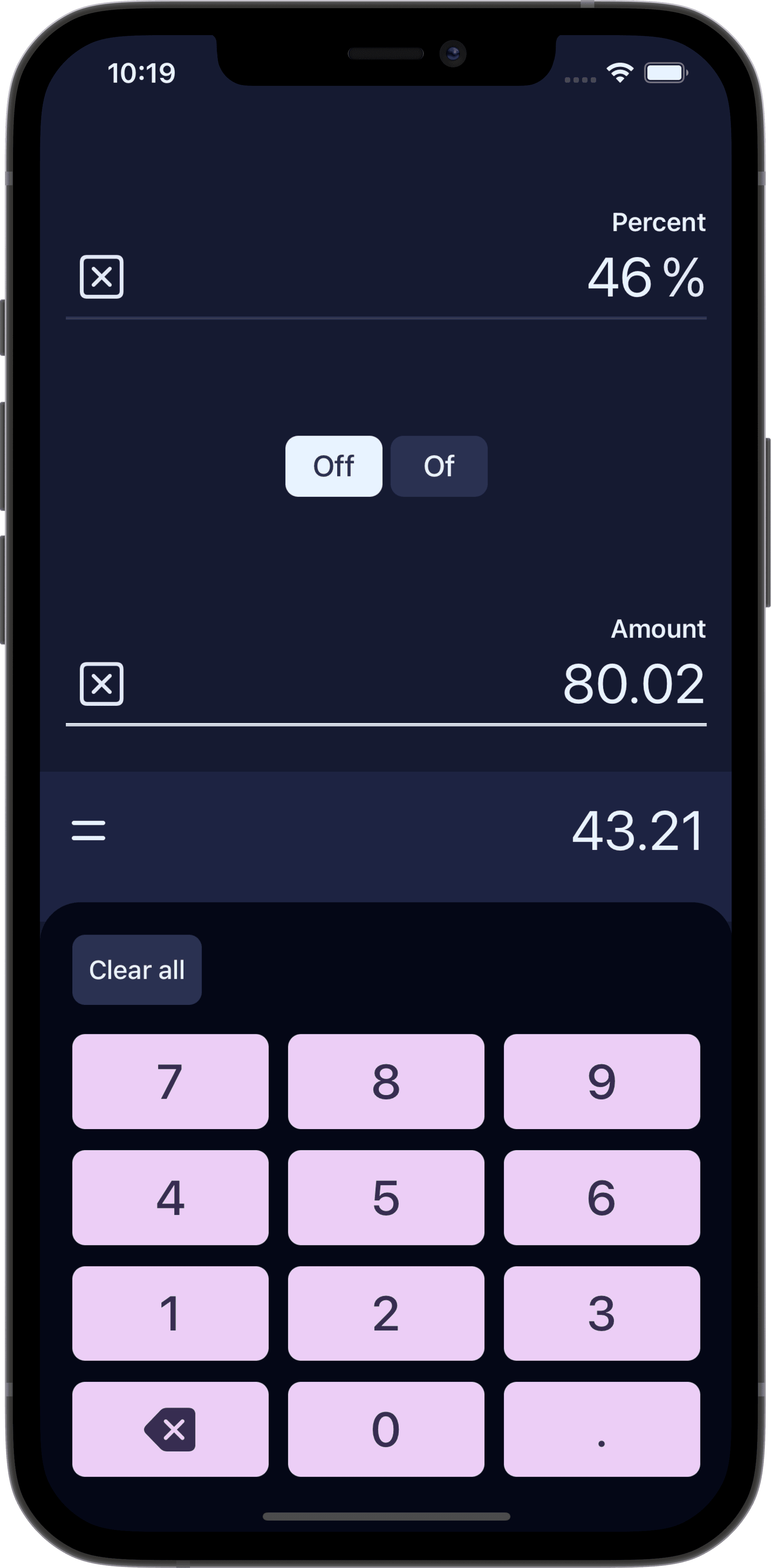 Solidus on iPhone off calculation